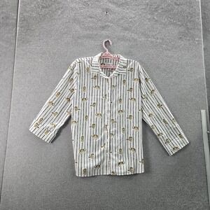 Chico's Women Button Up Shirt US 16 White Animal Print Collared